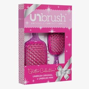 UNbrush Rose Quartz Glitter Collection Duo Set- full & mini size, limited edit